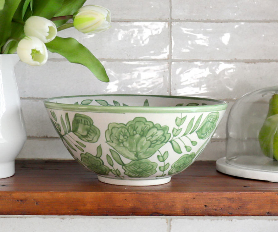 Kilburn Green Floral Serving Bowl