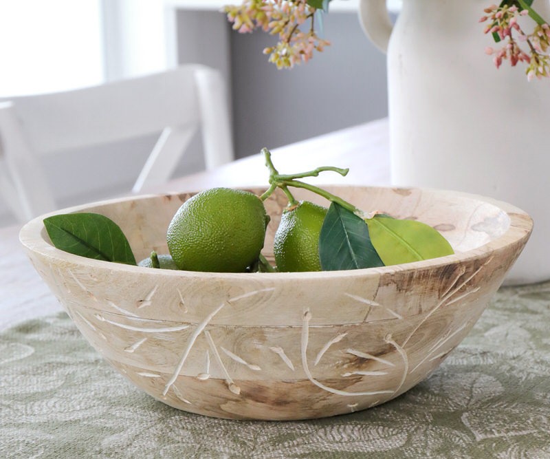 Large Meadow Carved Wood Bowl