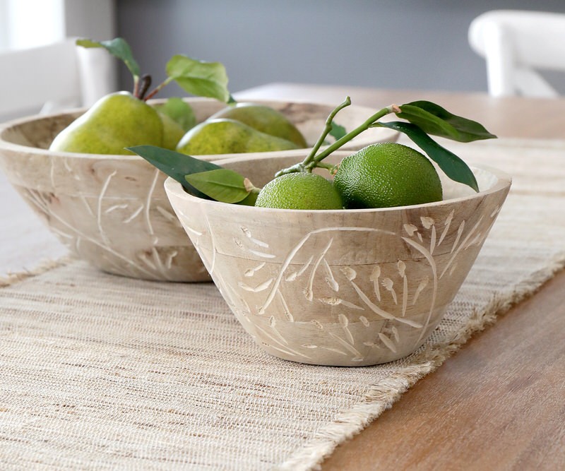 Small Meadow Carved Wood Bowl