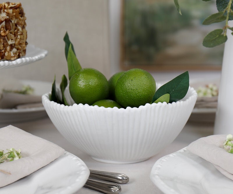 Sorrento Ribbed White Serving Bowl