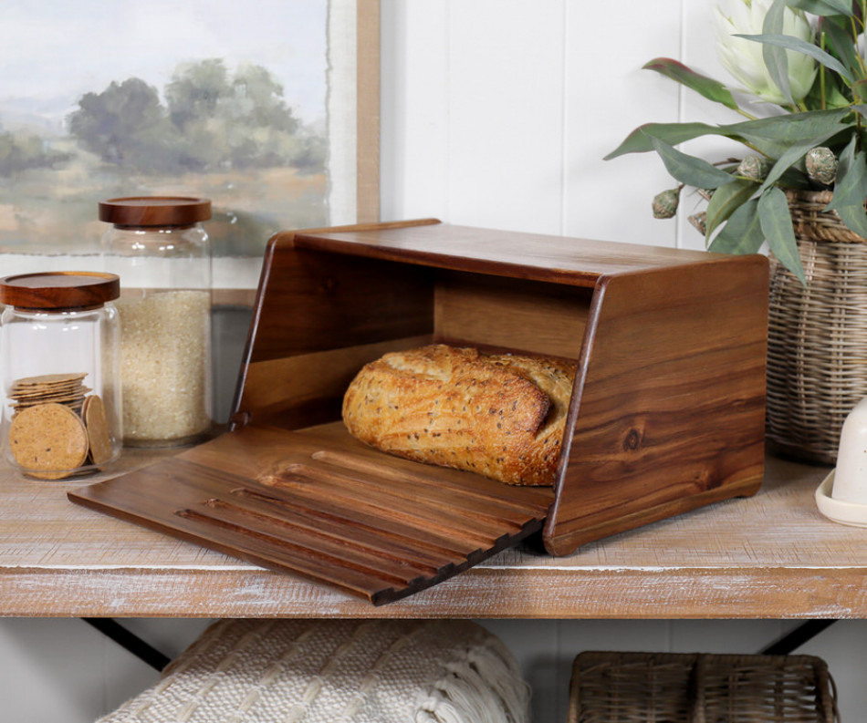 Watson Acacia Wood Bread Box