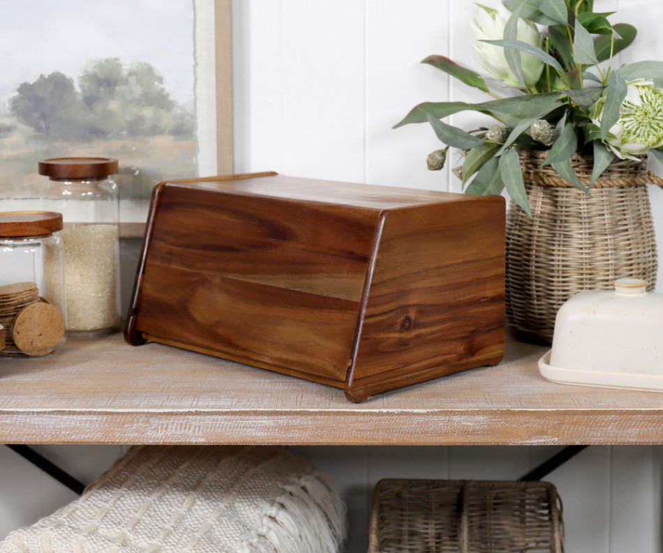 Watson Acacia Wood Bread Box
