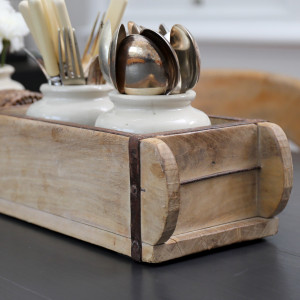 Double Brick Mould - Vintage Wooden Box Tray, designed for practical dining use with an ornamental presentation