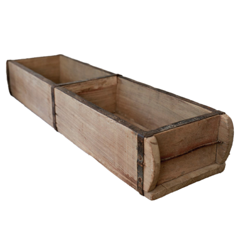 Double Brick Mould - Vintage Wooden Box Tray, a tabletop piece for serving or decorative display