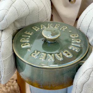 Bordeaux Brie Baker - Olive Green, highlighting the product's distinctive form and defining design
