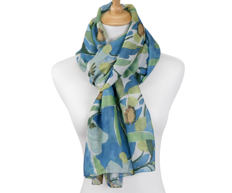 Water Garden Blue Floral Scarf