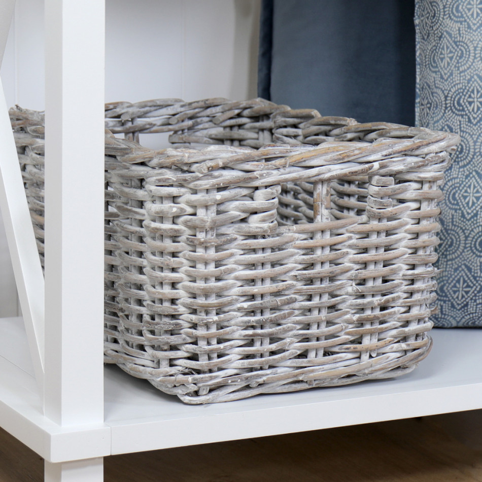 Brook Rattan Storage Basket Greywash