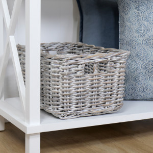 Brook Rattan Storage Basket Greywash, a practical basket for organising household items or creating a display
