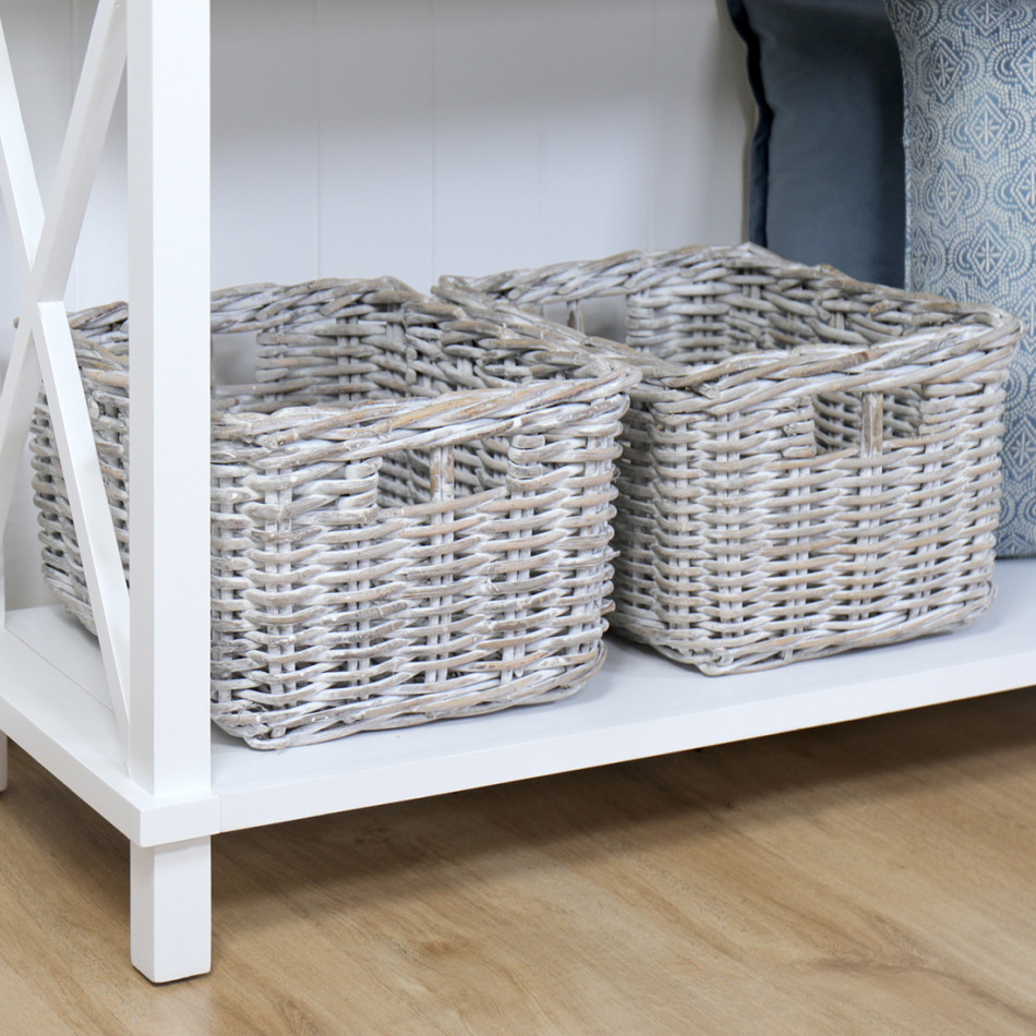 Brook Rattan Storage Basket Greywash, a practical basket for household storage or display