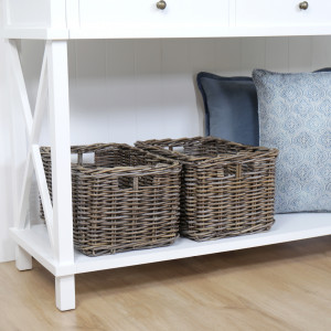 Brook Rattan Storage Basket Antique Grey, a practical basket for organising household items or creating a display