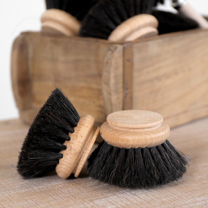 Corby Natural Dish Brush - Black Horsehair, a tabletop piece suited to serving food or creating a decorative display