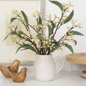 Set 3 Lytton Cream Bud Eucalyptus Stems, designed to add lasting floral or foliage detail to an interior display