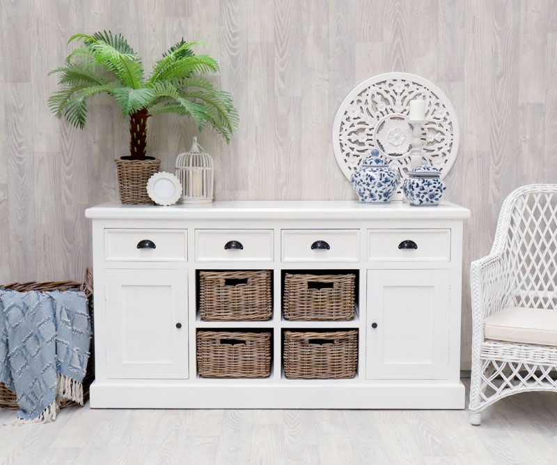 Chelsea 4 Basket Buffet / Sideboard White