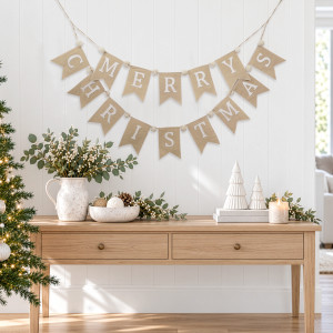 White Merry Christmas Bunting Garland