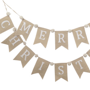 White Merry Christmas Bunting Garland