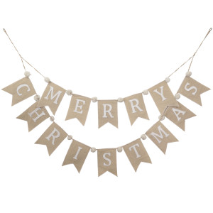 White Merry Christmas Bunting Garland