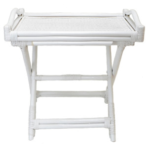 Front view of the white Raffles butler's tray table on a plain background