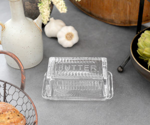 Hemmingway Vintage Glass Butter Dish