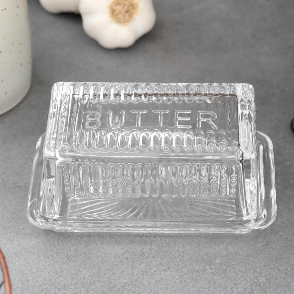 Hemingway Vintage Glass Butter Dish, decorative tableware