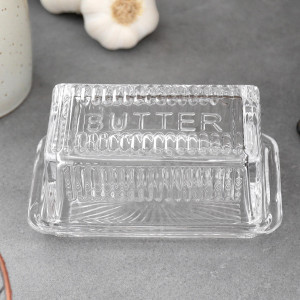 Hemingway Vintage Glass Butter Dish, decorative tableware