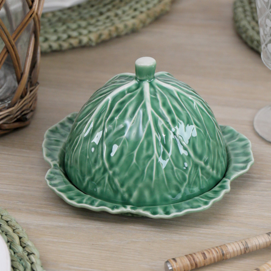 Savoy Cabbage Leaf Cheese / Butter Dome, decorative home accessory