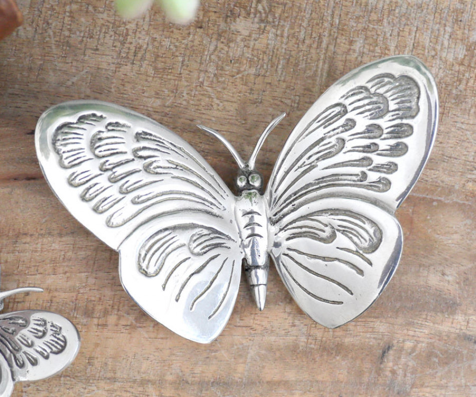 Large Monarch Silver Butterfly