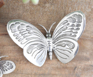 Large Monarch Silver Butterfly