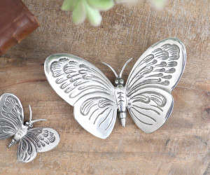 Large Monarch Silver Butterfly