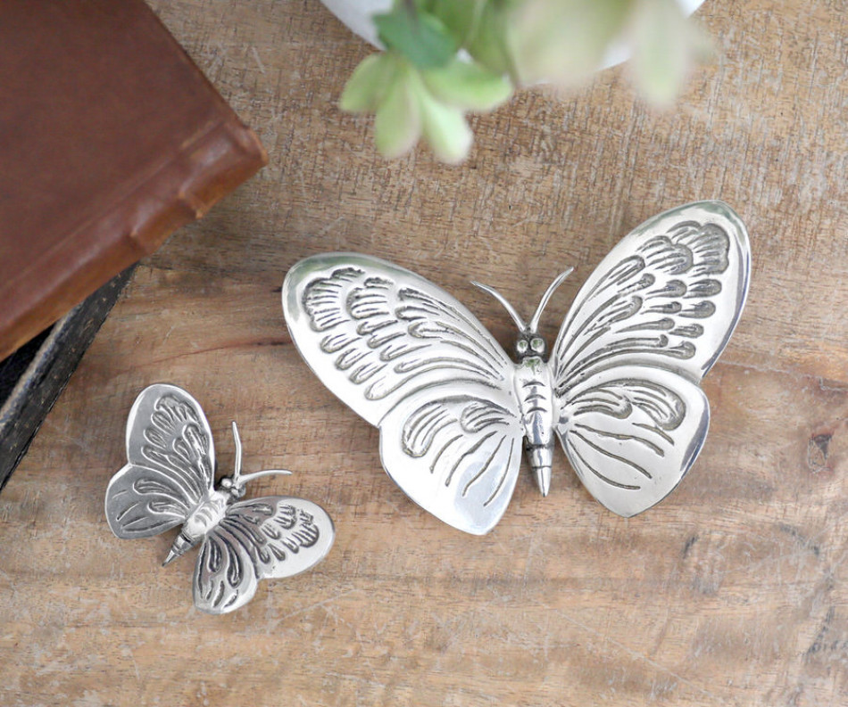 Large Monarch Silver Butterfly