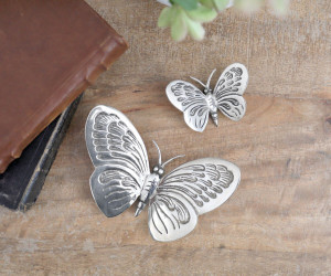 Large Monarch Silver Butterfly