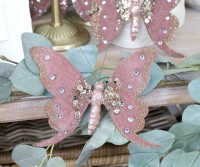Blush Pink Glitter Butterfly Tree Decoration