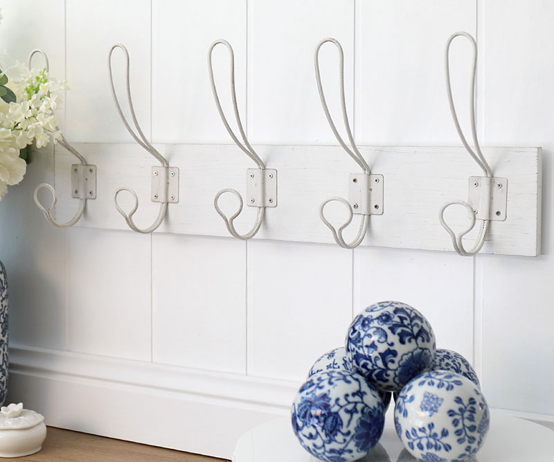 White 5-Hook Coat Rack