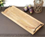 Amara Long Mango Wood Tray With Handles - Large