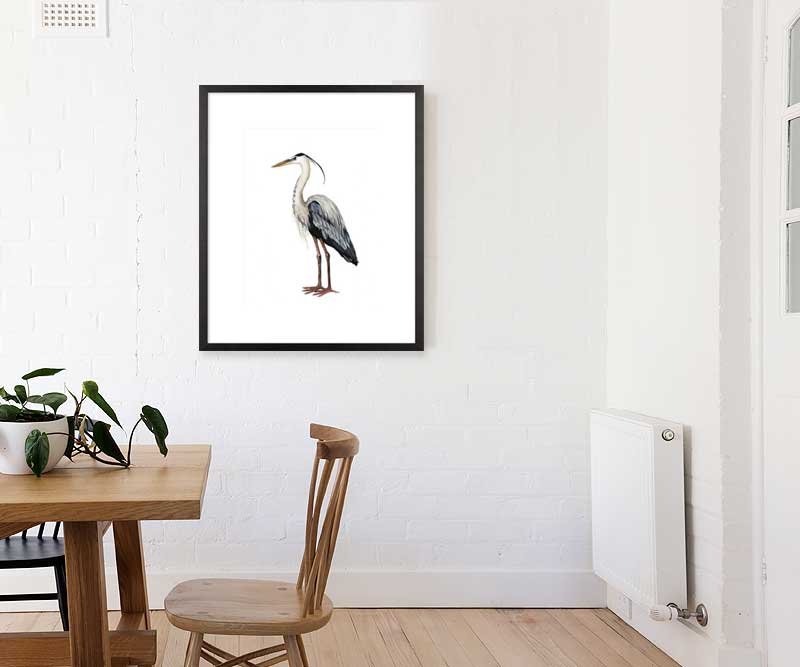 Heron Sea Bird I Art Print Framed