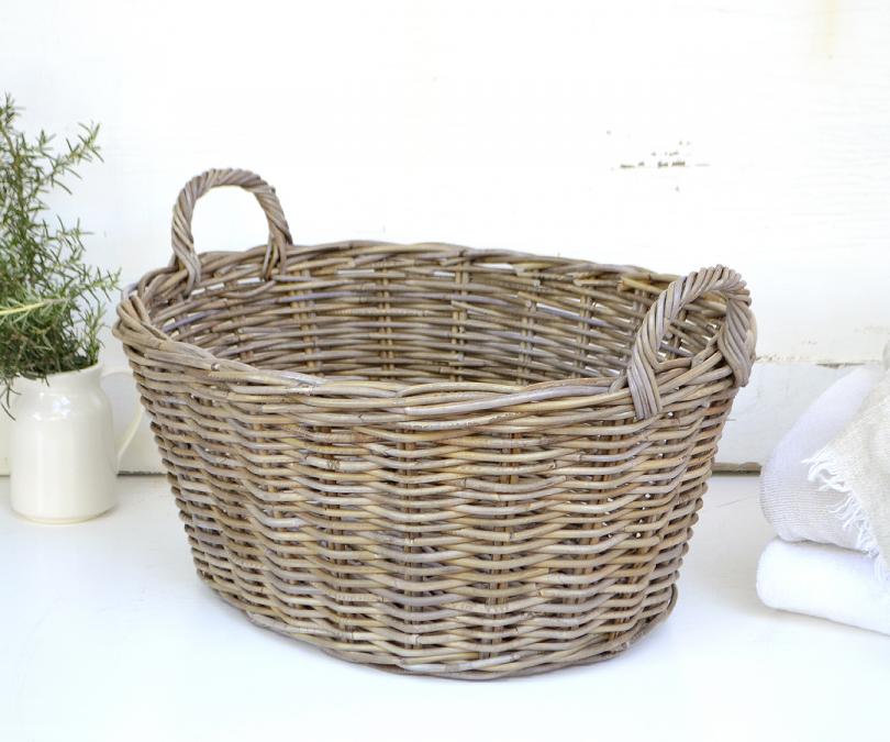 Cooper Washing Basket Antique Grey Cane