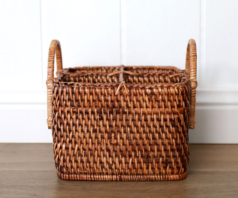 Rattan Cutlery Caddy Brown