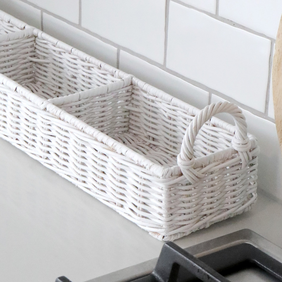 Laurent Long Storage Tray - White, a tabletop piece for serving or decorative display