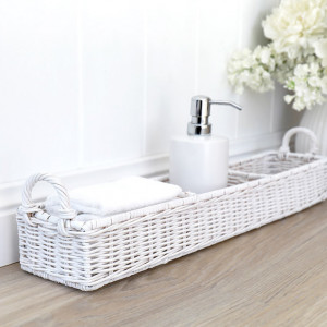 Laurent Long Storage Tray - White, a tabletop piece suited to serving food or creating a decorative display