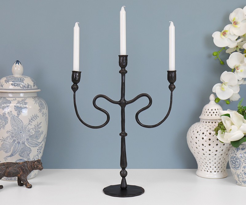 St Thomas Black Iron Candelabra