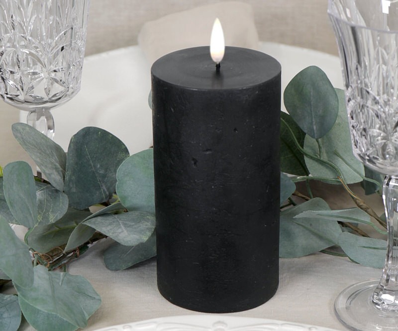 15cm Forest Black Flameless Candle - 8cm Wide
