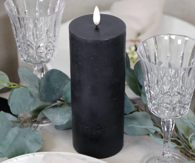 20cm Forest Black Flameless Candle - 8cm diameter