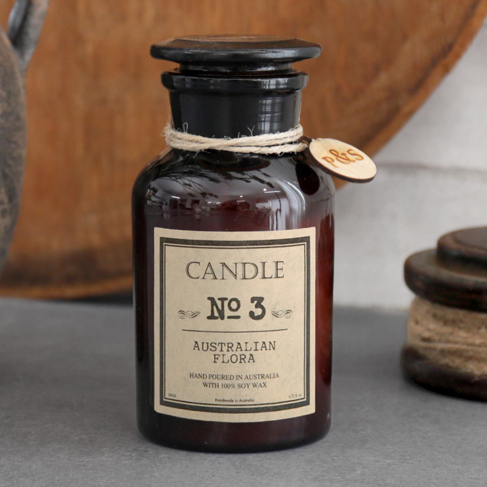 Apothecary Candle No.3 - Australian Flora - Amber, decorative lighting accessory