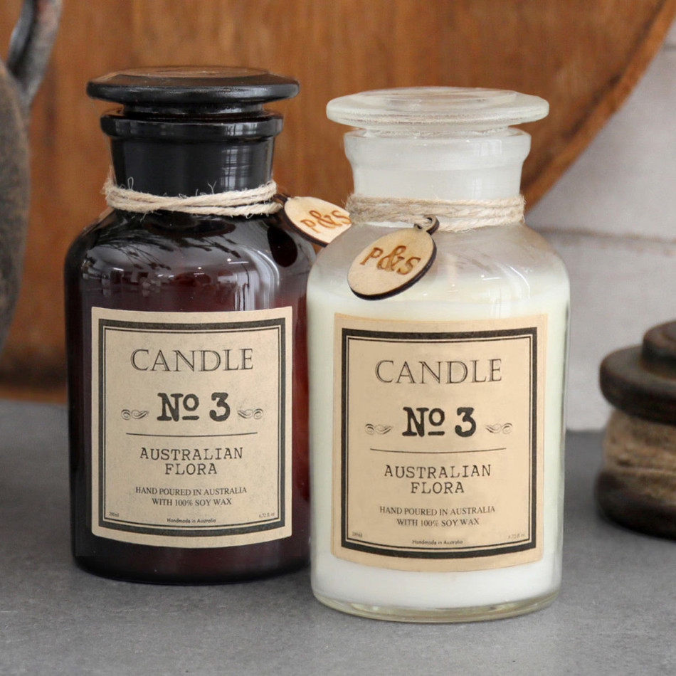 Apothecary Candle No.3 - Australian Flora - Amber, a decorative piece for displaying candlelight