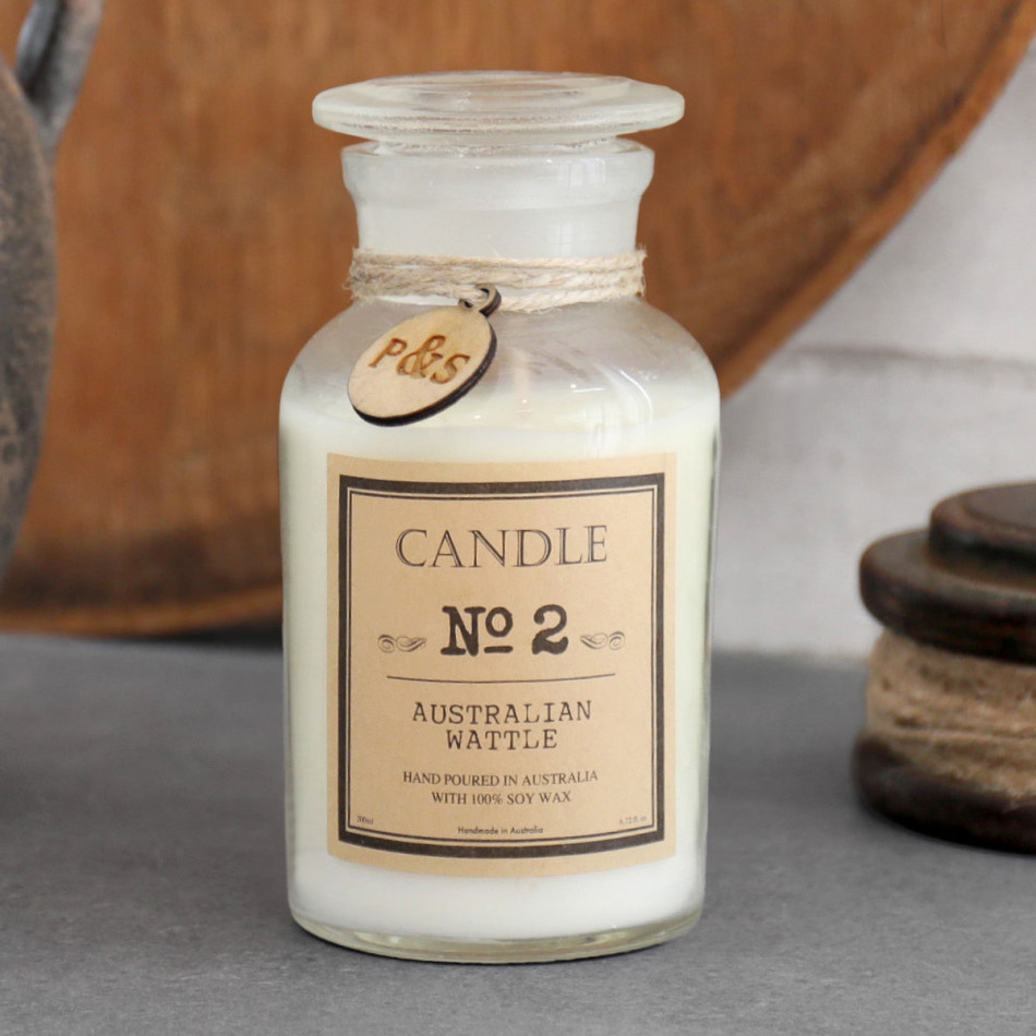 Apothecary Candle No.2 - Australian Wattle - Clear, decorative lighting accessory