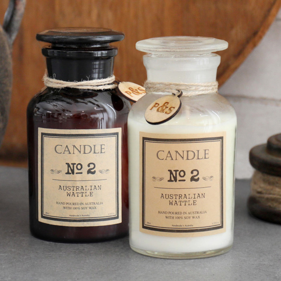 Apothecary Candle No.2 - Australian Wattle - Clear, a decorative piece for displaying candlelight