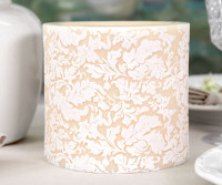 Ivory Damask Handpainted Candle Lantern - 14cm