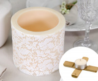 Ivory Damask Handpainted Candle Lantern - 14cm