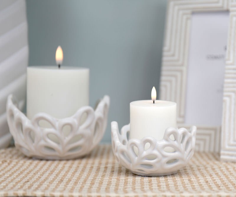 Oriol White Lace Candle Dish Small