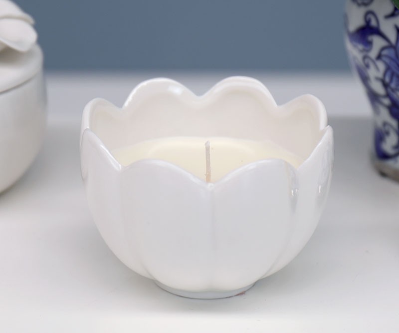 Tulip Flower Ceramic Candle Bowl - Rose Scented