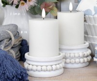 Small Rosario Whitewash Beaded Candle Holder